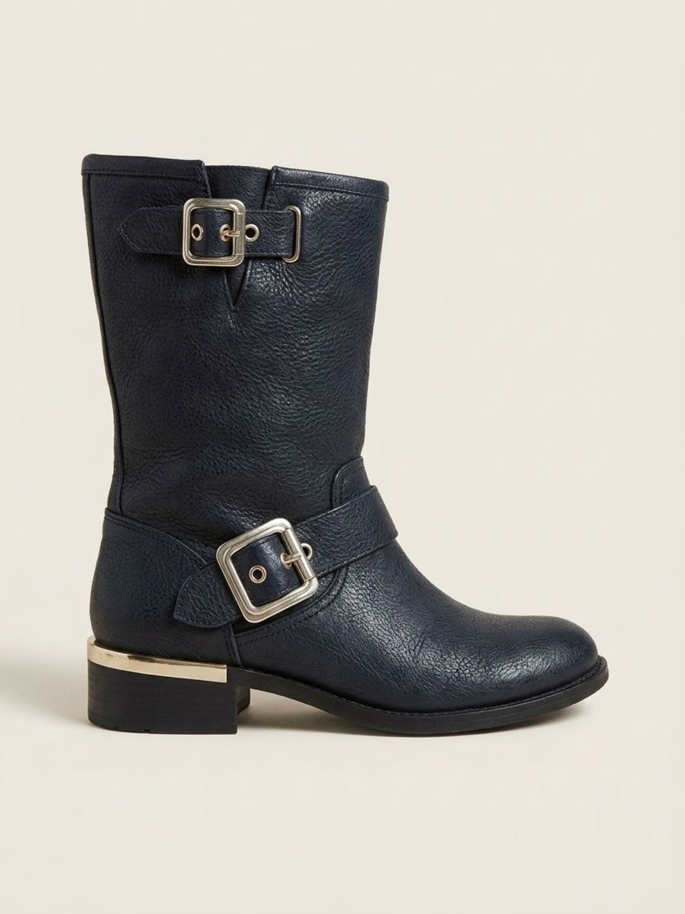 Black Buckle Mid-Calf Kids Boots